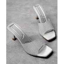 Luart Platin Simli Topuklu Terlik Çok Renkli