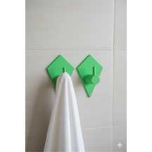 2 Li Askılık Kapı Arkası, Duvara Monte, Dayanıklı Malzeme, Yeşil 38 Yeşil