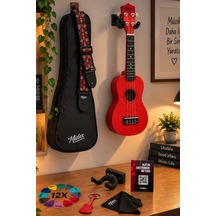 Midex UKX-901RD Kırmızı Soprano Ukulele (Askı Çanta Metod Pena)