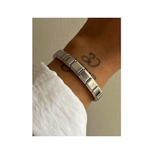 Yazısız İtalyan Bileklik Silver Charm Uyumlu Gümüş