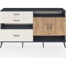 Arges Konsol 4 Raflı 3 Çekmeceli 2 Kapaklı 176x30x99 Antrasit-çam Antrasit-çam/aytaşı