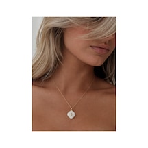 Pearl Collection Opaline Görünümlü Pembe Taşlı Gold Kadın Kolye Altın Altın