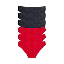 Royaleks 6 Adet Önü Dantelli Transparan Kadın Slip Külot S21 RYL-AKDNDT6031 Çok Renkli