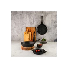 Özlife Arya 3'lü Granit Döküm Tava Seti Siyah