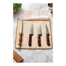 CH woodline 4 Parça Profesyonel Mutfak Bıçak Seti 4116 Alman Çelik, Verzalit Sap, Mıknatıslı Epoksi Standlı, Nusret Şef, Santoku, Guyuto, Ekmek Bıçağı + Ceviz Kase, Kesme Tahtası Ve Peçete çok renkli -