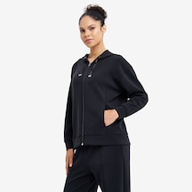 Lescon Siyah Kadın Fermuarlı Kapüşonlu Sweatshirt 26n-2103