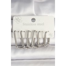 316l Çelik Gümüş Renk Kare Model Kadın Küpe Seti - Tj-bkp10353 çok renkli