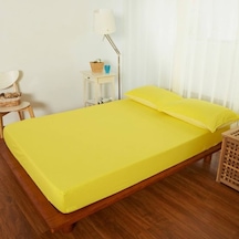 Tek Kişilik Ranforce Kumaş Lastikli Fitted Çarşaf Takımı Sarı