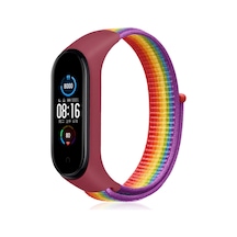 Newface - 575 - Xiaomi Mi Band 4 Hasırlı Cırtcırtlı Kordon - - Csmo-tex - Gökkuşağı 1