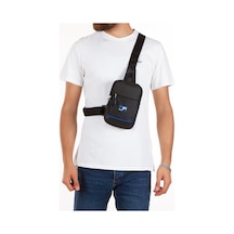 Newish Polo Impertex Suya Dayanıklı Kumaş Siyah-mavi Unısex Omuz Çantası Günlük,seyahat,okul Siyah - Mavi