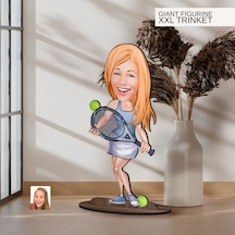 Bk Gift Kişiye Özel Tenisci Kadın Karikatürlü Büyük Boy Ahşap Biblo-1 Arkadaşa Hediye , Sevgiliye Hediye, Kişiye Özel Biblolar Kobitmeyen137553 Bk Gif