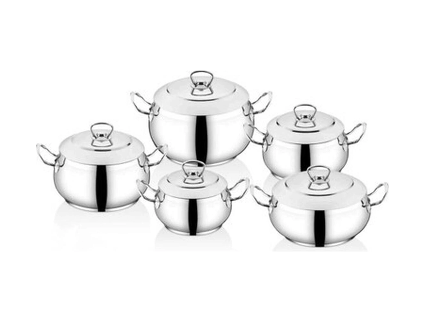 Inter Çelik Gülistan 10 Prç Tencere Seti Sade Çelik Sap Bakır - Siyah