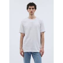 Mavi - Çizgili Mavi Premium Basic Tişört 0612034-70794 Mavi