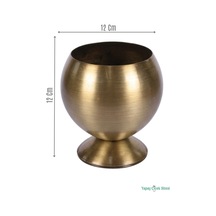 Yapay Çiçek Sitesi Metal Dekoratif Küre Saksı 12 Cm Bronz