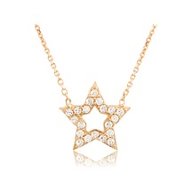 Emılıano Jewellery Zirkon Taşlı Pırlanta Montür Yıldız Desenli Altın Kaplama Gümüş Kolye Gold - Rose Gold - Gümüş