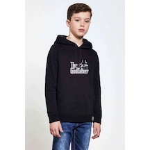Tshirthane The Godfather Baskılı Unisex Çocuk Kapüşonlu Siyah Sweatshirt (534655700) Siyah