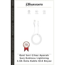 Özel Seri Cihaz Aparatı Şarj Kablosu Lightning 3.0a Data Kablo U14 Beyaz
