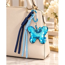 Kumru Studio Mavi Payetli Kelebek Figürlü Çanta Charmı Diğer