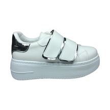 Womenly Moda 2001 Beyaz Cırtlı Kadın Sneaker Spor Ayakkabı Beyaz