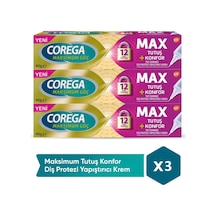 Corega Max Tutuş + Konfor Diş Protezi Yapıştırıcı Krem 3 x 40 G