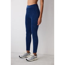 Penti Lacivert Yüksek Bel Ribanalı Kadife Tayt Nv60 Nv60 Lacivert