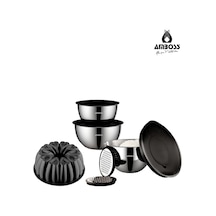 Bake with Love 10 Parça Karıştırma Kabı & Döküm Kek Kalıbı – Siyah