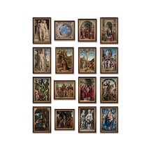 Andrea Mantegna Eserleri 16'lı Tablo Sticker Seti Laptop Defter Etiket Çok Renkli
