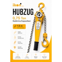 0.75 Ton 1.5 M Hubzug Zincirli Çektirme Manuel Kaldırma Caraskal Mandallı Kanca