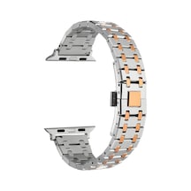 Mobilteam Watch Ultra 49mm Uyumlu Krd-83 Metal Kordon-gümüş-rosegold