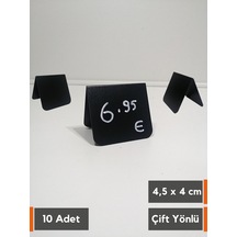 10 Ad Silinebilir Karatahta Siyah Etiket Çatı Çift Yön 4x4,5 Cm