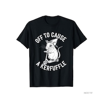 Flood Of Style Off To Cause A Kerfuffle Tshirt Komik Kapibara Şaka Meme T-shirt Erkekler Kadınlar İçin % 100 Siyah