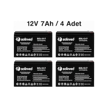 Solinved 12v 7ah Kuru Tip Akü 4 Adet