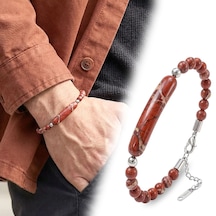 Moncuk Design Kırmızı Jasper Doğaltaş Çelik Halat Ve Çelik Klipsli Bileklik 33512b19d5 Çok Renkli