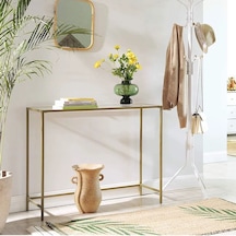 Canvas Metal Dresuar Dekoratif Kahve Köşesi Konsol Gold