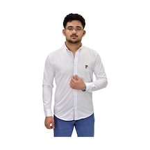 Erkek Spor Silim Fit Uzun Kol Gömlek Bgl-st04483 Beyaz
