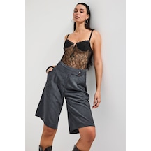 Itsbasic Kadın Antrasit S6 Baggy Fit Maxi Boy Bermuda Şort