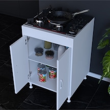 Ege 59,6 X 85 X 56 Cm Gömme Ankastre Ocak Ve Çift Raflı Mutfak Dolabı Beyaz