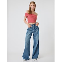 Koton Omzu Açık Üst Kat Detaylı Pamuklu Slim Fit Kırmızı Çizgili 4sak10031pk Kırmızı Çizgili