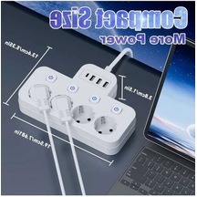 Besthome1 8 Adet Güç Şeridi 4 Ac Çıkışı 3 Usb 1 Type-c Siyah Kısa Kablo Bağımsız Anahtar