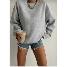 Kozia Outdoors Oyaka Baskılı Unisex Oversize Sweatshirt Gri