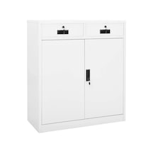 Tr Beyaz Çelik Ofis Dolabı 90 X 40 X 102 Cm - 2 Ayarlanabilir Raflı Ve 3 Çekmeceli Ağır Hizmet Tipi Metal Belge Ku Genel