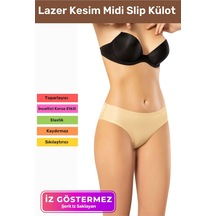 İz Göstermeyen Dikişsiz Kaymaz Toparlayıcı Popo Şekillendirici Kadın Lazer Kesim Midi Slip Külot Ten
