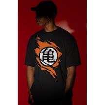 Son Goku Dragon Ball Anime Karakter Ön Baskılı Unisex Oversize Ti Siyah