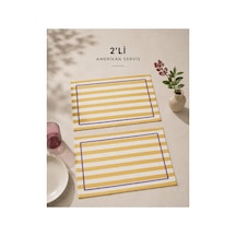 Sarı Çizgili Mor Biyeli Amerikan Servisi 2'li Set 33x44 Cm Sofra Ve Masa Düzeni Dekoru Sarı - 887012615 Sarı