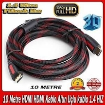 10 Metre Çelik Örgülü 3D Standart Hdmi Kablo
