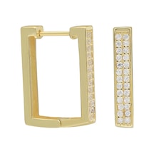 Dikdörtgen Zirkon Küpe 717048 Gold Gümüş