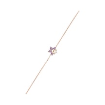 925 Ayar Gümüş Mor Taşlı Rose Yıldız Bileklik - 45100701 Rose Gold