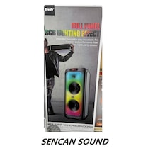Brodu Bts-1387 Karaoke Hoparlör Ses Sistemi Kablosuz Mikrofonlu Bluetooth Hoparlör Rgb Party Box 70 Watt 2x10 Inç