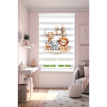 Perdeoutlet38 Baskılı Renkli Aslan Ve Dostları Dijital Baskılı Zebra Perde-cocuk Odası-stor Perde Model:pz-5005 Çok Renkli