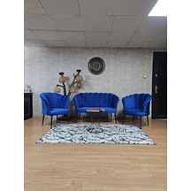 Papatya Çay Seti Koltuk Takımı Siyah Boyalı Sivriltme Ayak, Balko 001